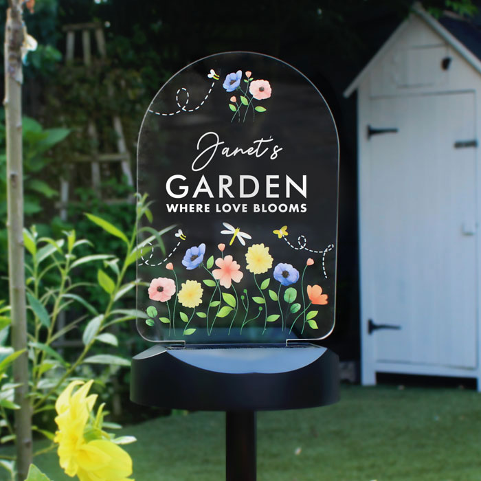 Personalised Flower Garden Outdoor Solar Light Up Sign