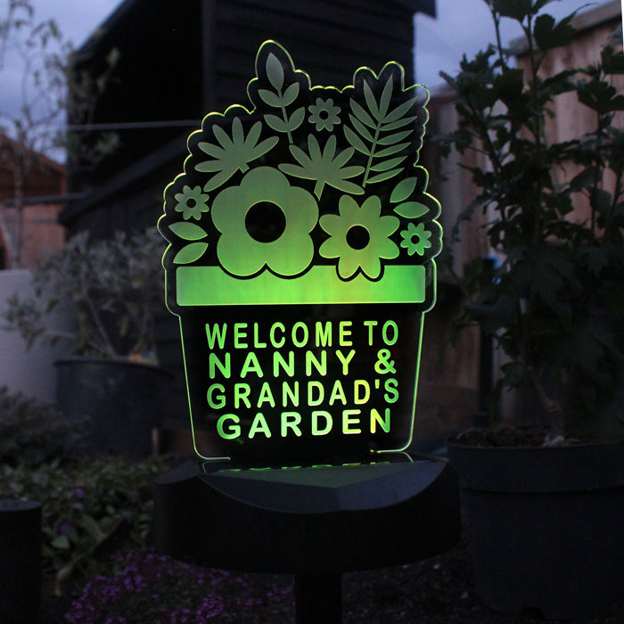 Personalised Plant Pot Outdoor Solar Light Up Sign