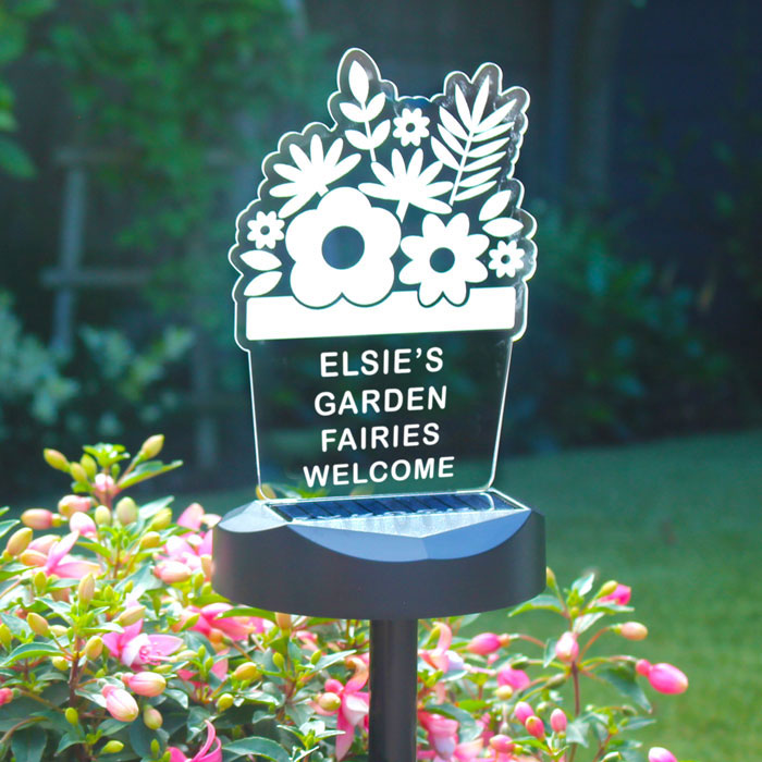Personalised Plant Pot Outdoor Solar Light Up Sign