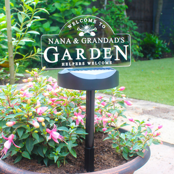 Personalised Garden Sign Outdoor Solar Light Up Plaque