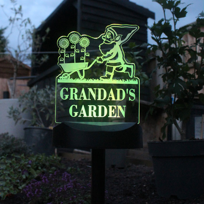 Personalised Gnome Garden Outdoor Solar Light Up Sign