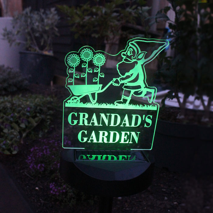 Personalised Gnome Garden Outdoor Solar Light Up Sign