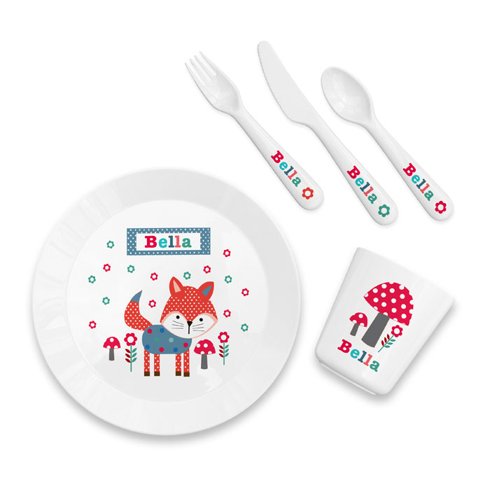 Personalised Kids Little Fox Dining Set