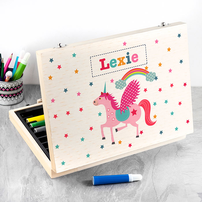Personalised Kids Unicorn Colouring In Art Set