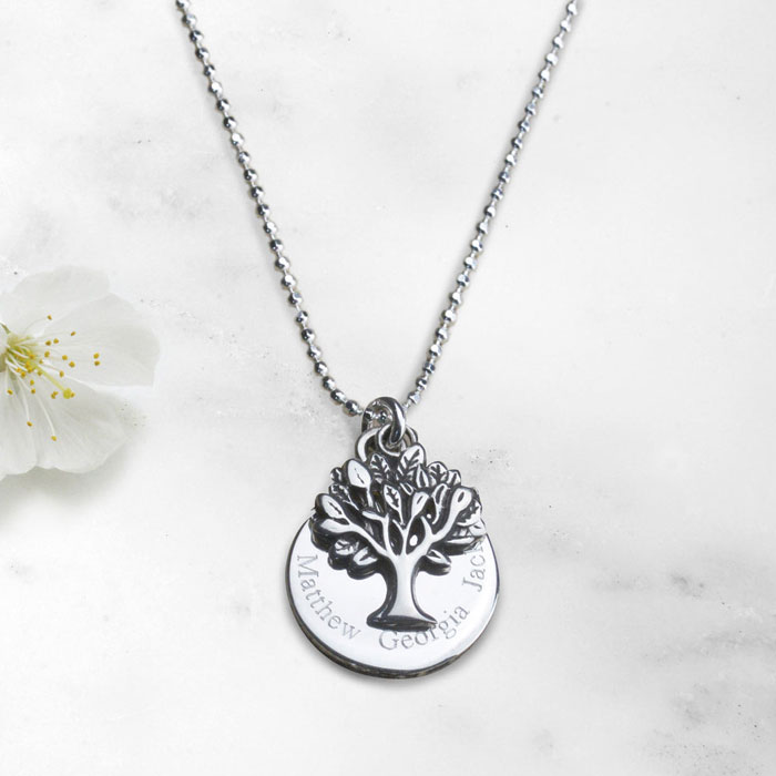 Sterling Silver Personalised Family Tree Necklace