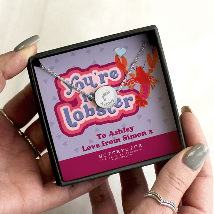 Personalised Youre My Lobster Sentiment Silver Tone Necklace