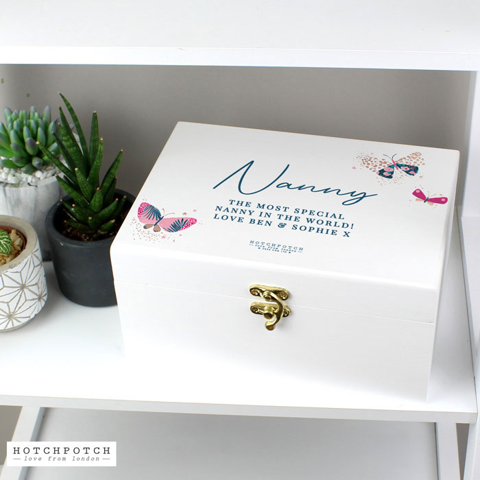 Personalised Butterfly White Wooden Keepsake Box