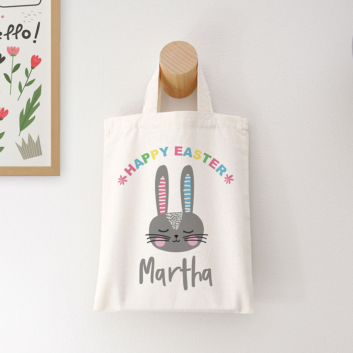 Personalised Rabbit Natural Easter Egg Hunt Bag