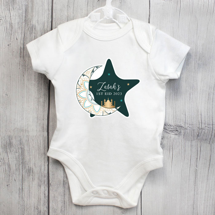 Personalised 1st Eid 0 To 3 Months Baby Vest