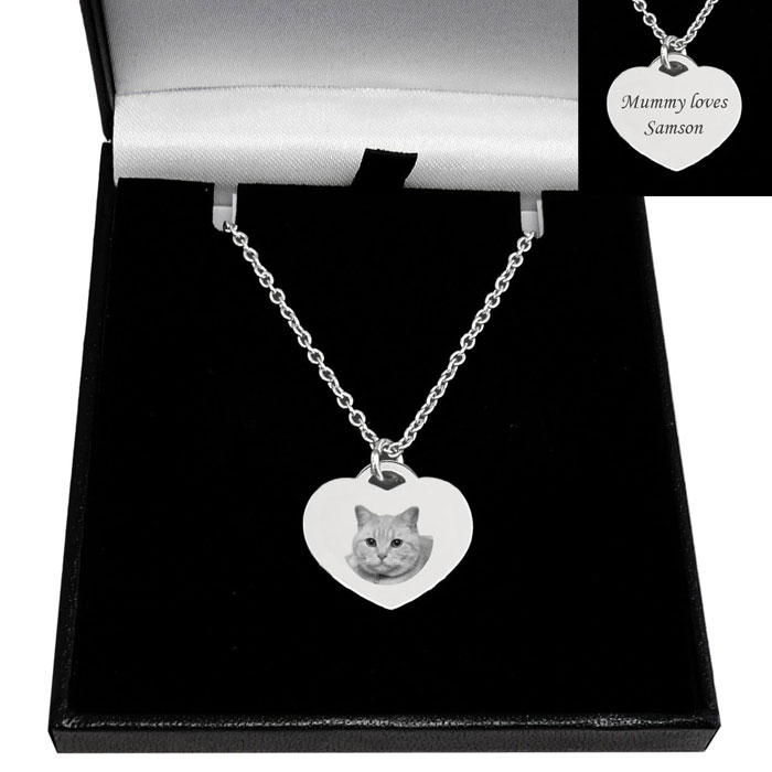 Personalised Photo Engraved Stainless Steel Heart Necklace