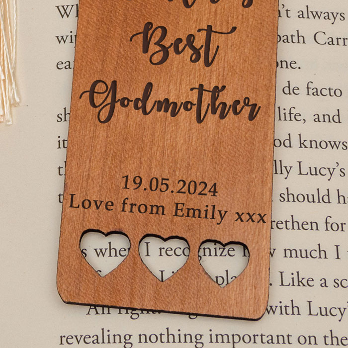 Worlds Best Godmother Cherry Wood Bookmark