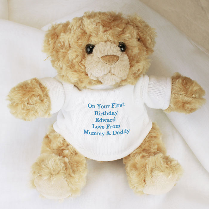 Personalised Message Teddy Bear Blue