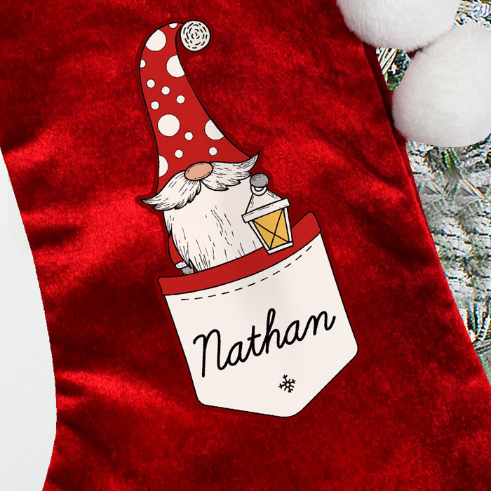 Dads Personalised Gonk Family Red Christmas Stocking