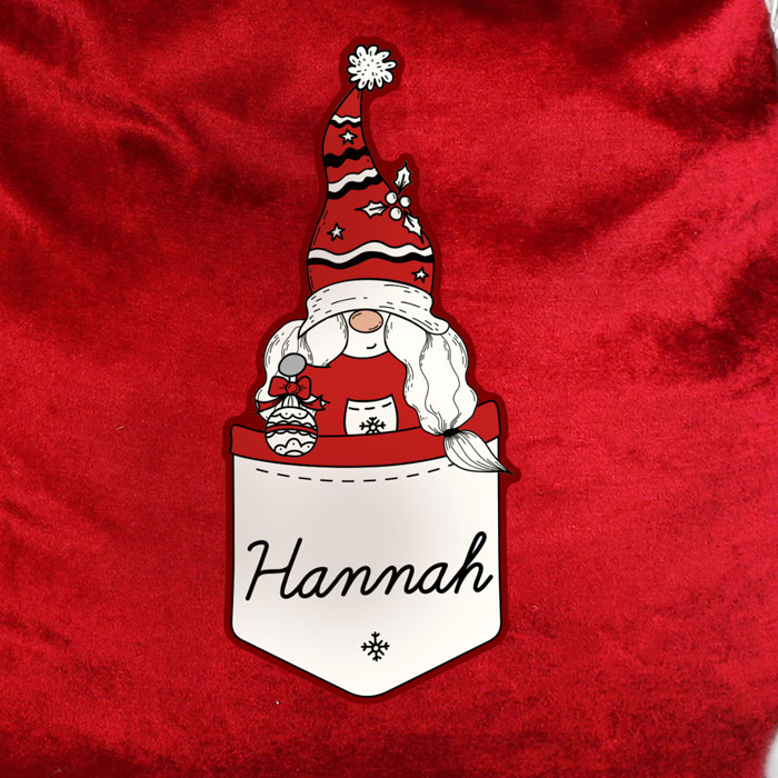 Mums Personalised Gonk Family Red Christmas Sack
