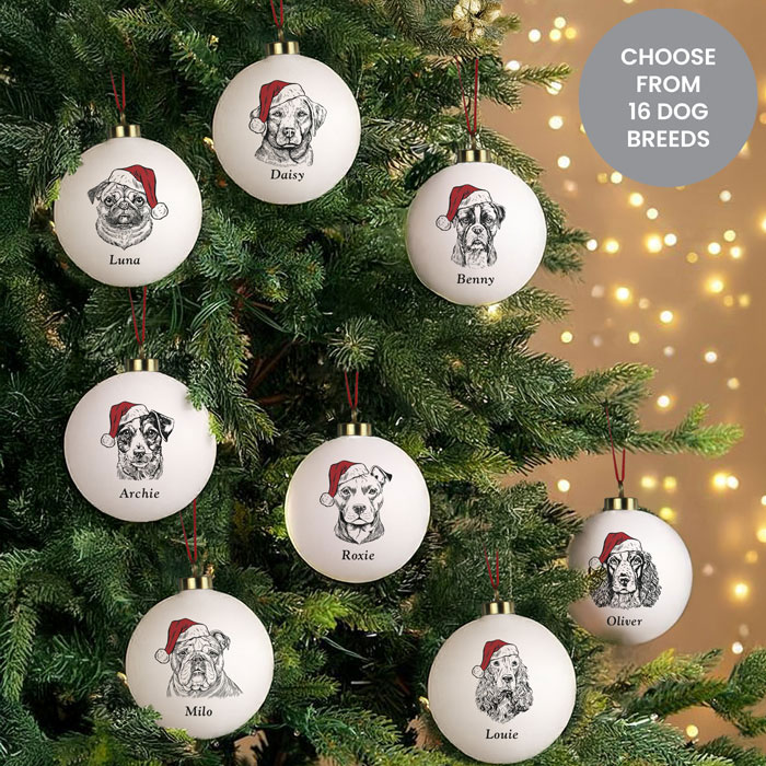 Personalised Dog Breed Christmas Tree Bauble