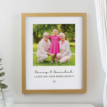 Personalised Photo Upload Oak Poster Framed Print