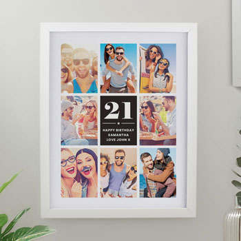 Personalised Birthday Multi Photo Upload White Poster Frame