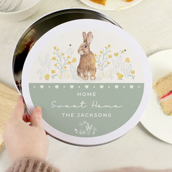 Personalised Spring Bunny Easter Cake Tin