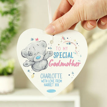 Personalised Me to You Godmother Wooden Heart Decoration