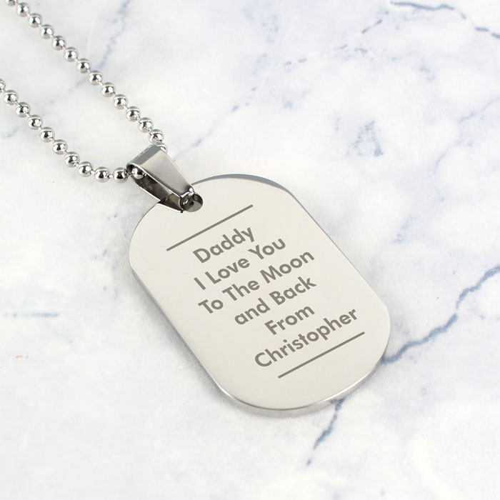 Men's Personalised Classic Stainless Steel Dog Tag Necklace