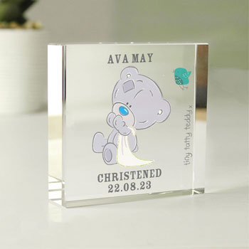 Personalised Tiny Tatty Teddy Christening Glass Token