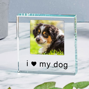 I/We Love Dog/Cat Glass Photo Token