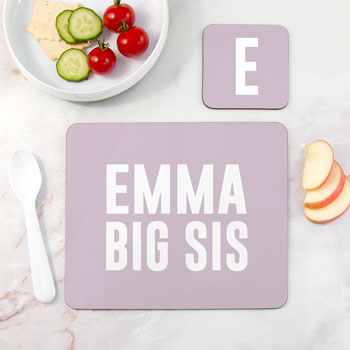 Girl's Personalised Big Sister/Little Sister Placemat Set