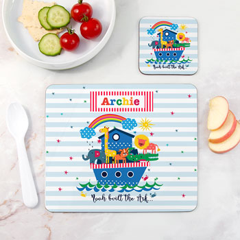 Personalised Child's Noah's Ark Placemat & Coaster Set