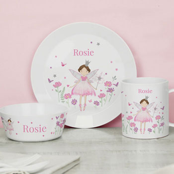 Personalised Fairy Princess BPA Free Plastic Breakfast Set