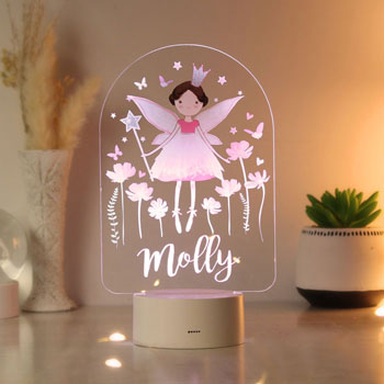 Girl's Personalised Fairy Princess LED Colour Changing Light