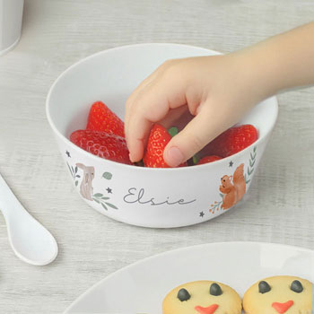 Personalised Woodland Animals Plastic BPA Free Bowl