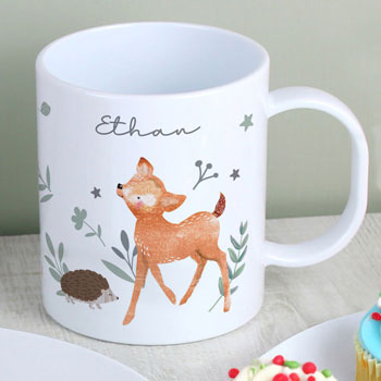 Personalised Woodland Animals Plastic BPA Free Mug