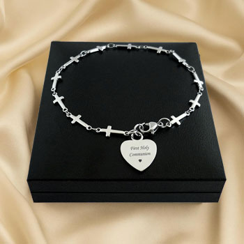 Bracelet with Cross Link Chain for First Holy Communion