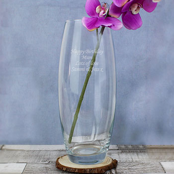 Engraved Tapered Glass Thank You Flower Vase