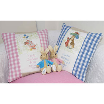 Personalised Beatrix Potter Baby Nursery Cushion