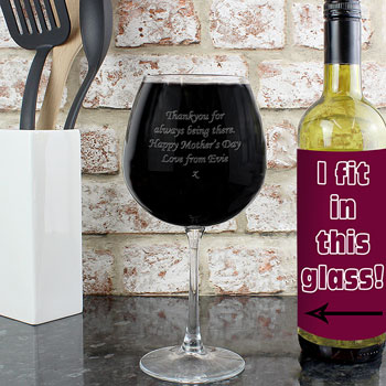 Giant Personalised Engraved Whole Bottle of Wine Glass