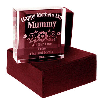 Engraved Mothers Day Glass Block