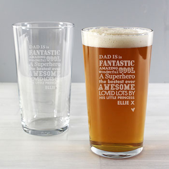 He is... Personalised Beer Pint Glass Daddy Gift
