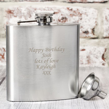 Boxed Engraved Personalised Stainless Steel Hip Flask