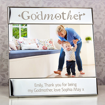 Engraved Silver Plated Godmother Square 6x4 Inch Photo Frame