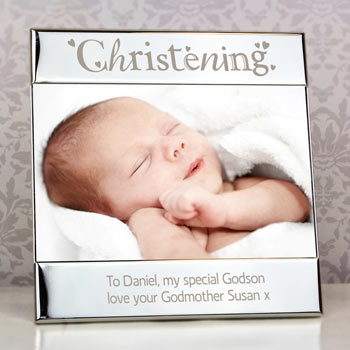Personalised Silver Christening Square 6x4 Inch Photo Frame