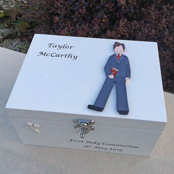 Boy's First Holy Communion Personalised Wooden Keepsake Box