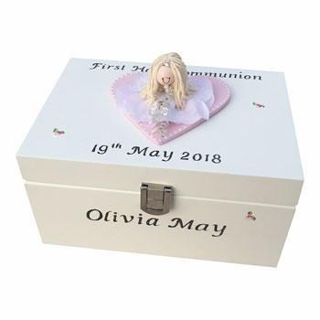 Personalised First Holy Communion Wooden Jewellery Box