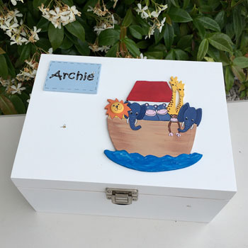 White Wooden Noah's Ark Personalised Keepsake Box