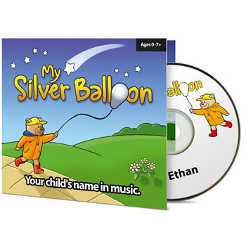 Personalised Baby Name Silver Balloon Nursery Music CD