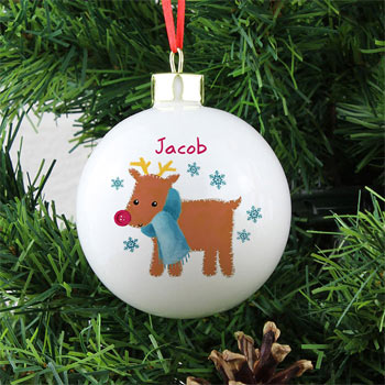 Personalised Felt Stitch Reindeer Bauble