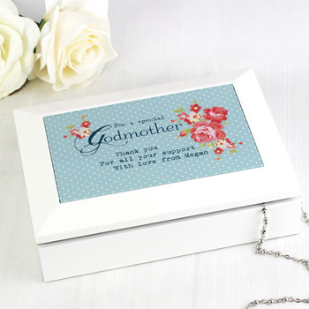 Personalised Wooden Godmother Jewellery Box Thank You Gift