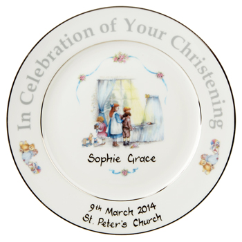 Personalised Baby Christening Plate Traditional Bone China