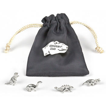 Tales from the Earth Silver Dinosaur Zoo Charms in a Pouch
