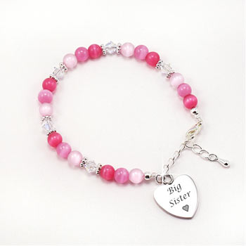 Personalised Big Sister Bracelet With Engraved Heart